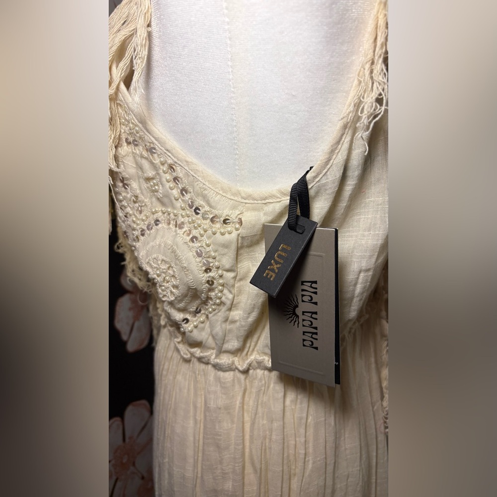 Boho Lace Maxi Dress — Cream - Picture 8 of 8